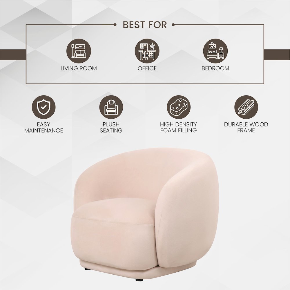 Faze Collection Modern Single Seater Sofa in Beige Velvet