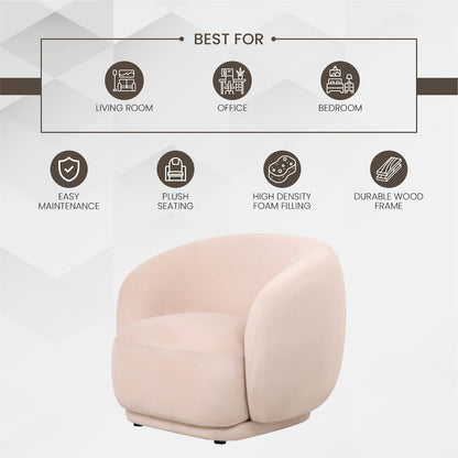 Faze Collection Modern Single Seater Sofa in Beige Velvet