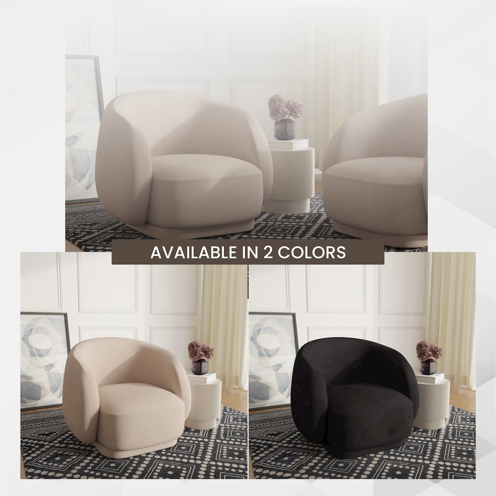 Faze Collection Modern Single Seater Sofa in Beige Velvet