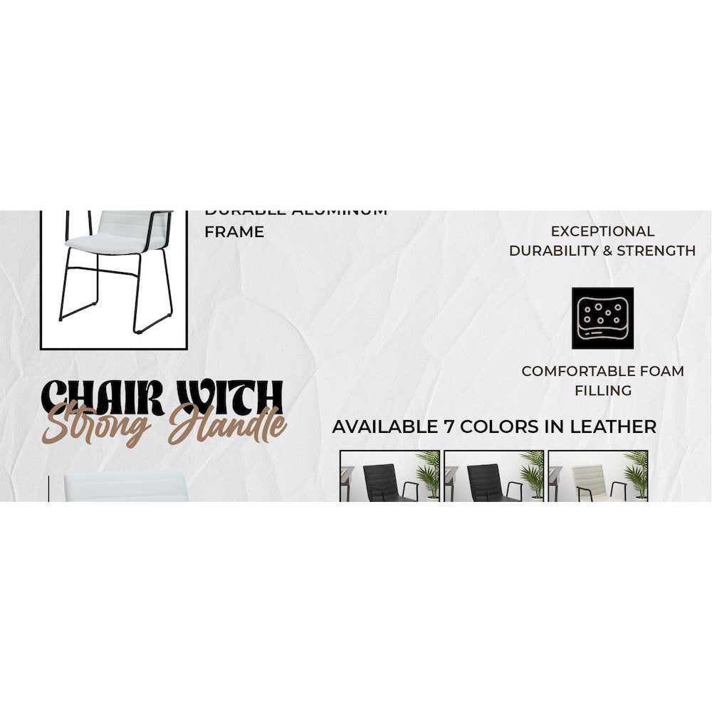 Zylar Series Office Guest Arm Chair in White Leather