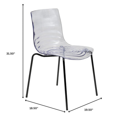 Astor Modern Dinin Chair, Single Chair, Black Base with Clear Seat Set of 2