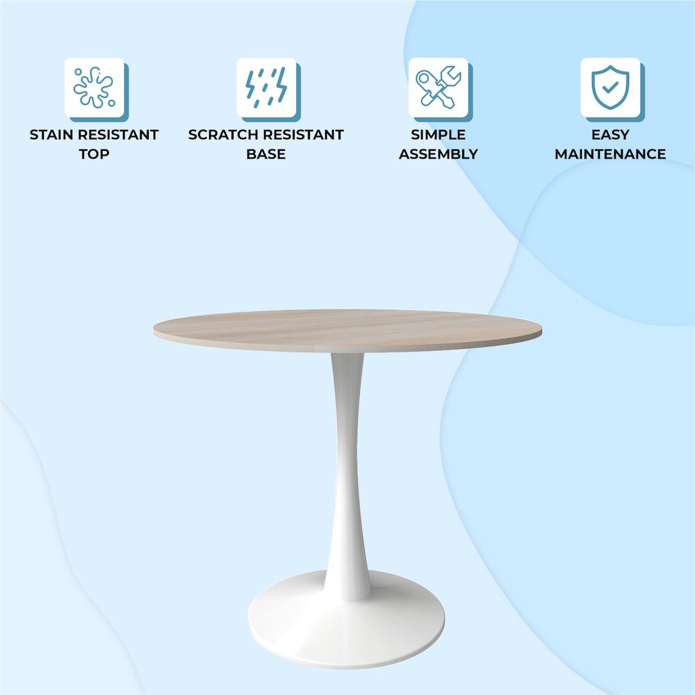 Bristol - Bistro Table - White base Natural wood Top