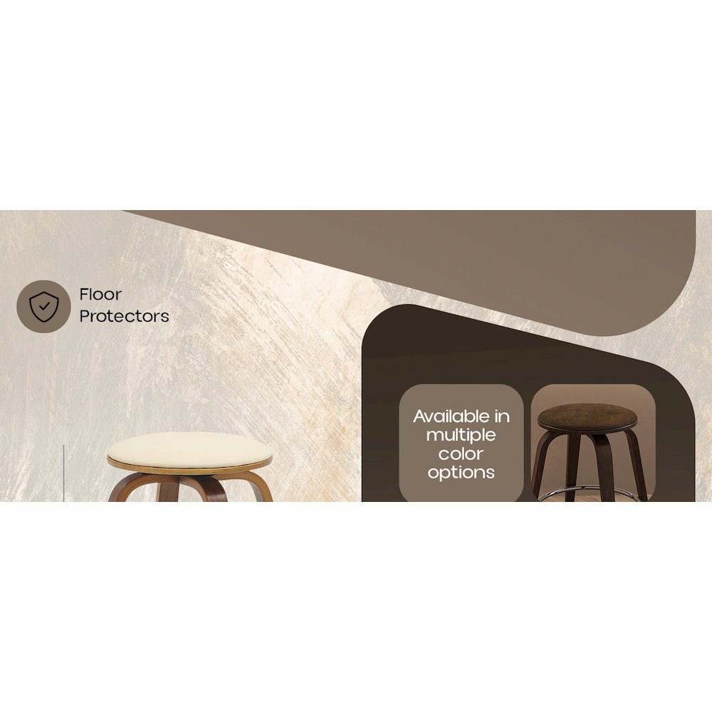 Wooden Counter Stool Pelya Collection Modern Style Walnut color in Cream