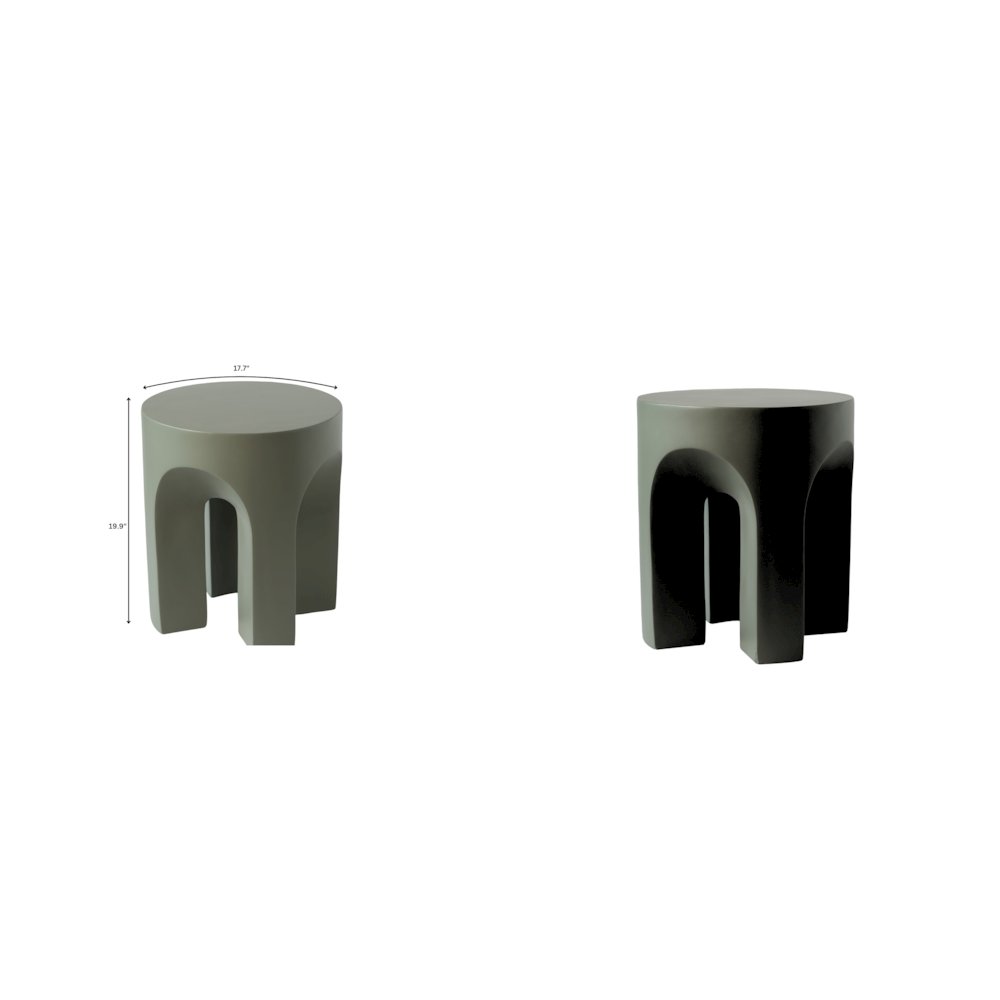 Crus Collection Fiberglass Outdoor Side Table in Grey