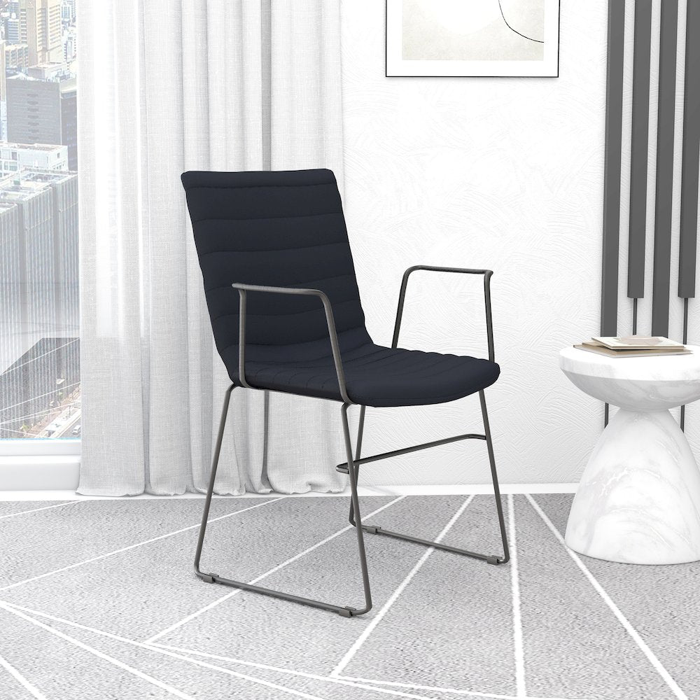 Zylar Series Office Guest Arm Chair in Black Leather