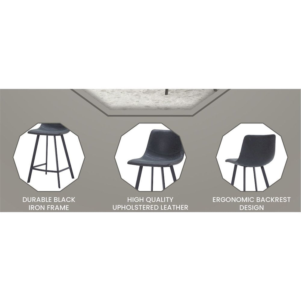 Elland - Counter stool -Charcoal Black