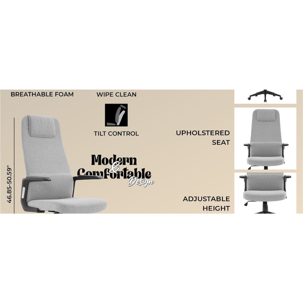 Nexa Collection Modern Office Chair In Grey Fabric