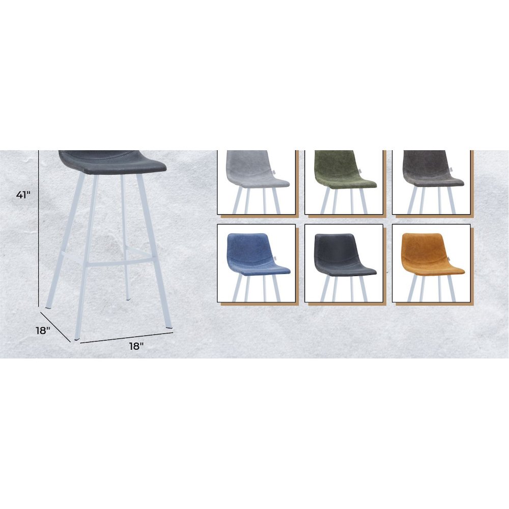 Elland - Bar stool -Charcoal Black- White Base