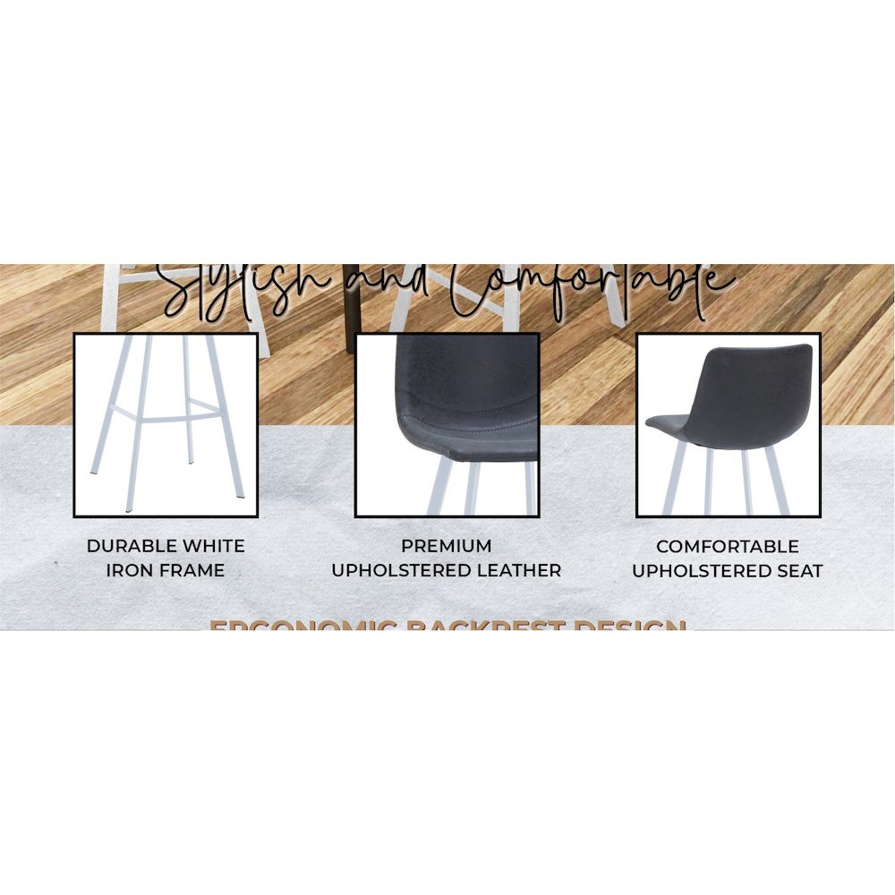 Elland - Bar stool -Charcoal Black- White Base