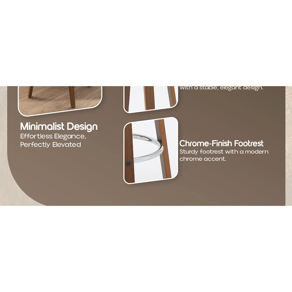 Wooden Counter Stool Pelya Collection Modern Style Walnut color in Light Taupe