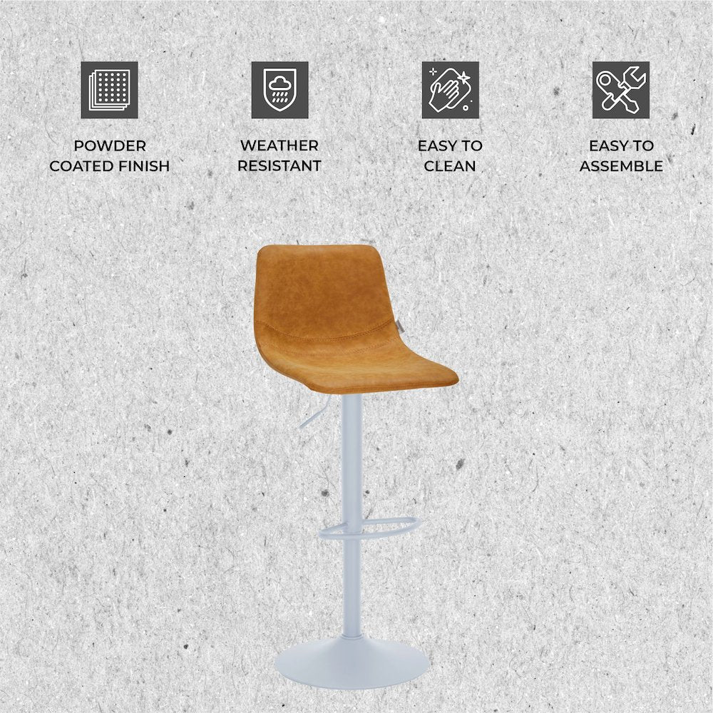 Tilbury - Bar stool White Base- Light Brown