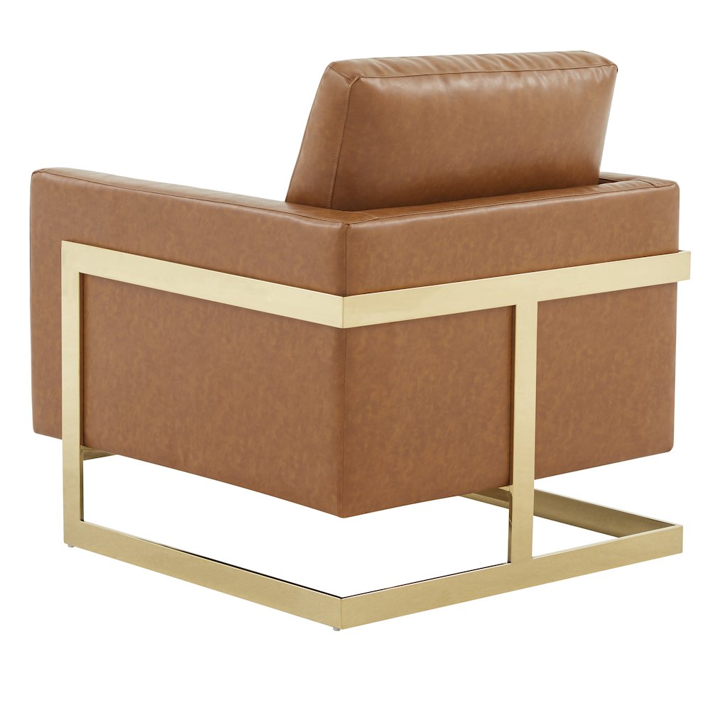Lincoln Leather Accent Armchair With Gold Frame