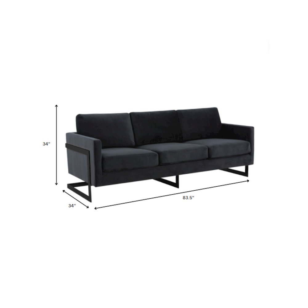 Lincoln Black Velvet Sofa With Black Frame