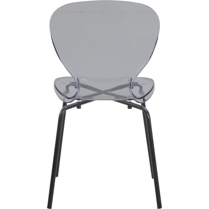 Modern Oyster Transparent Side Chair in Black Base