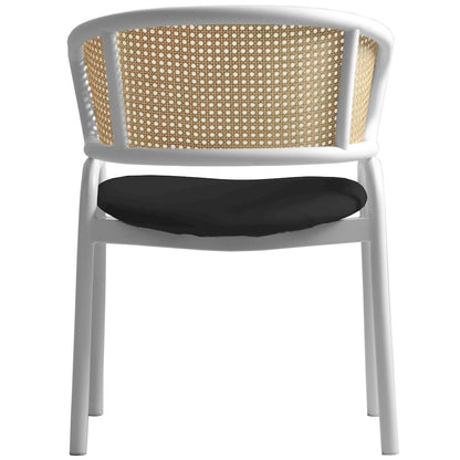 Ervilla - Dining Chair - White frame in Black Leather Set of 4