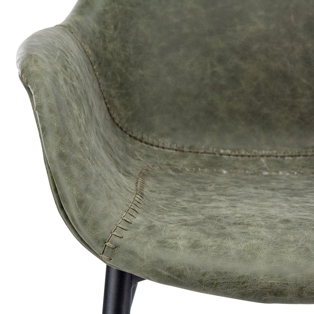 Markley Modern Leather Dining Arm Chair With Metal Legs