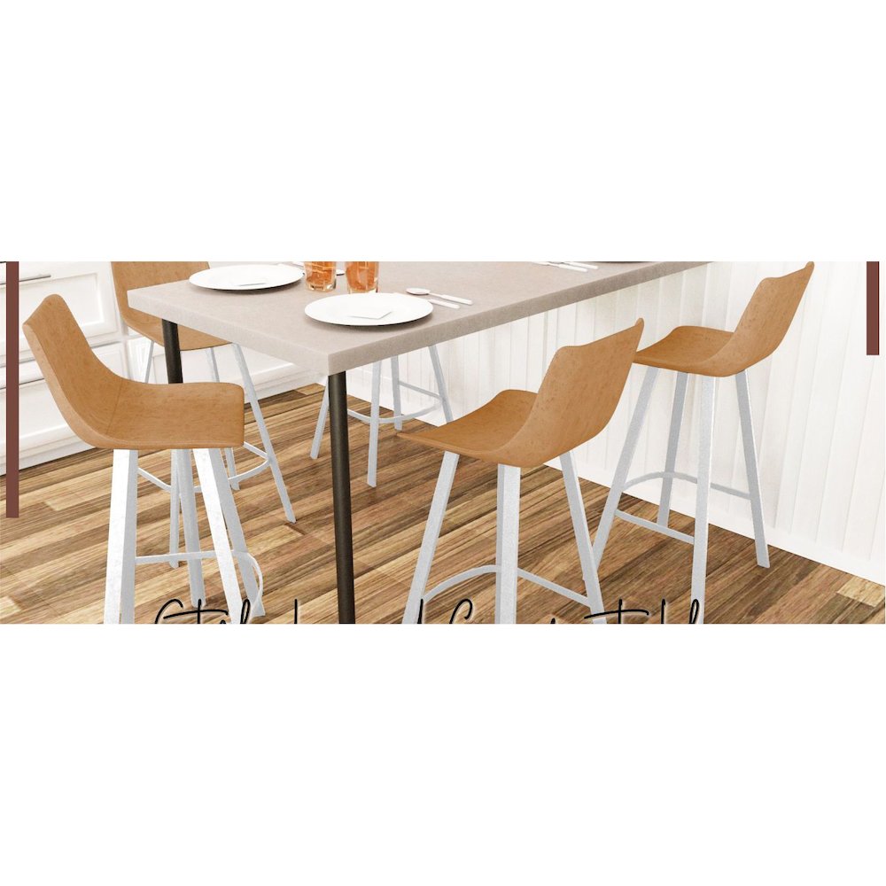Elland - Bar stool - Light Brown - White Base