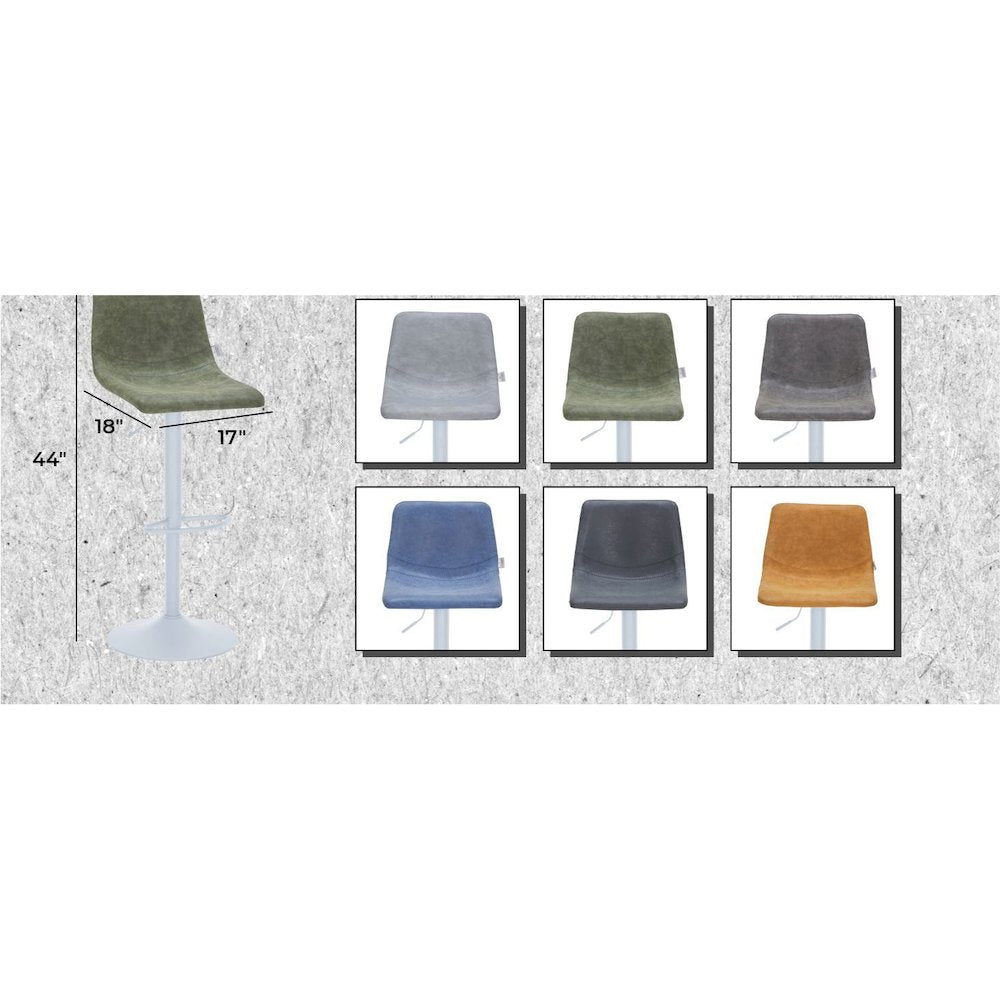 Tilbury - Bar stool - White Base-Olive Green