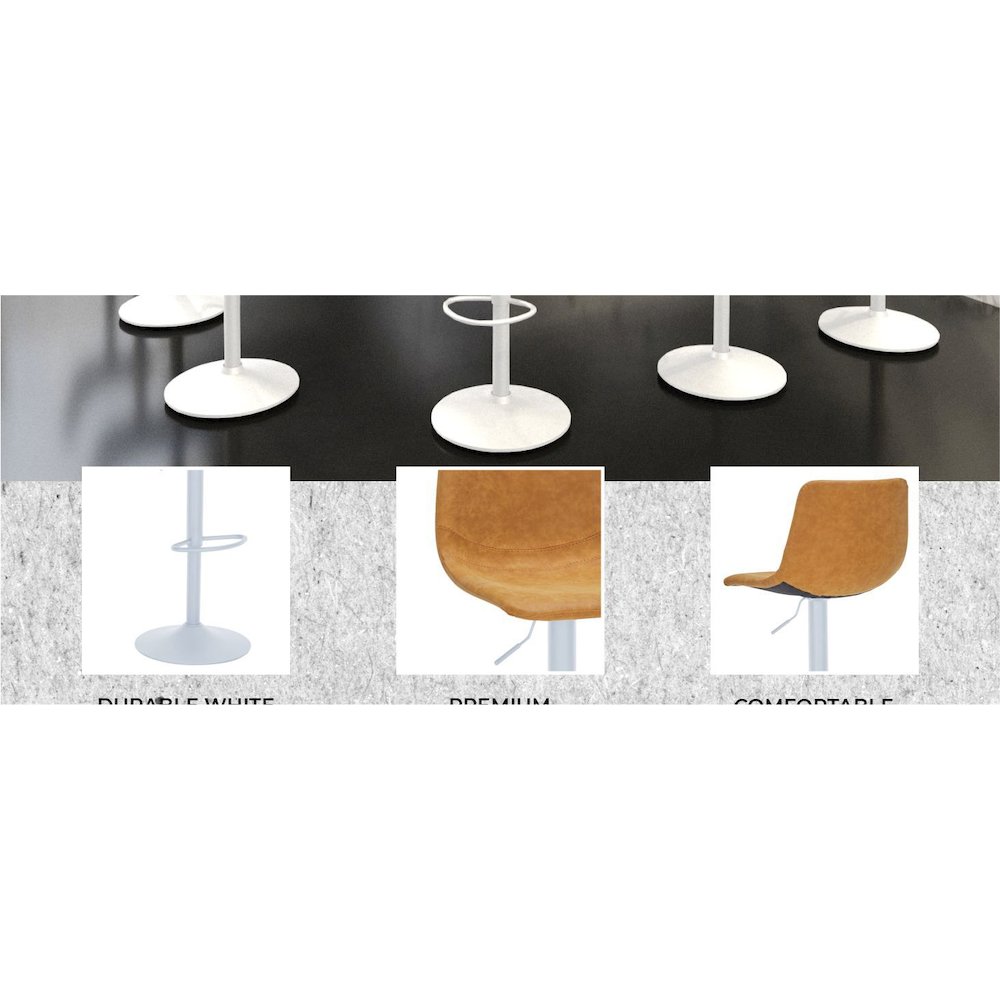 Tilbury - Bar stool White Base- Light Brown