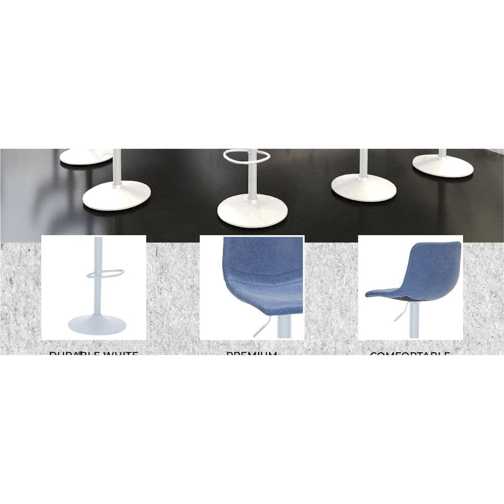 Tilbury - Bar stool -White Base- Peacock Blue