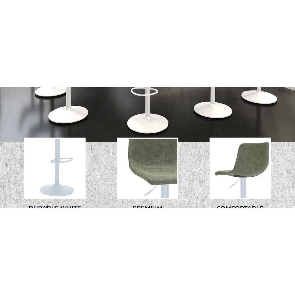 Tilbury - Bar stool - White Base-Olive Green