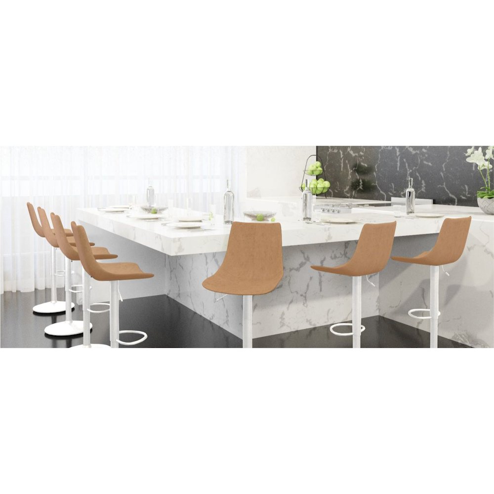 Tilbury - Bar stool White Base- Light Brown