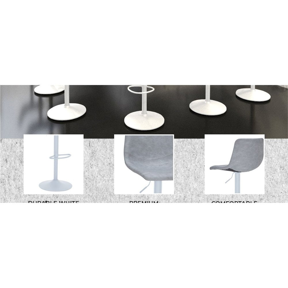 Tilbury - Bar stool -White base- Light Grey