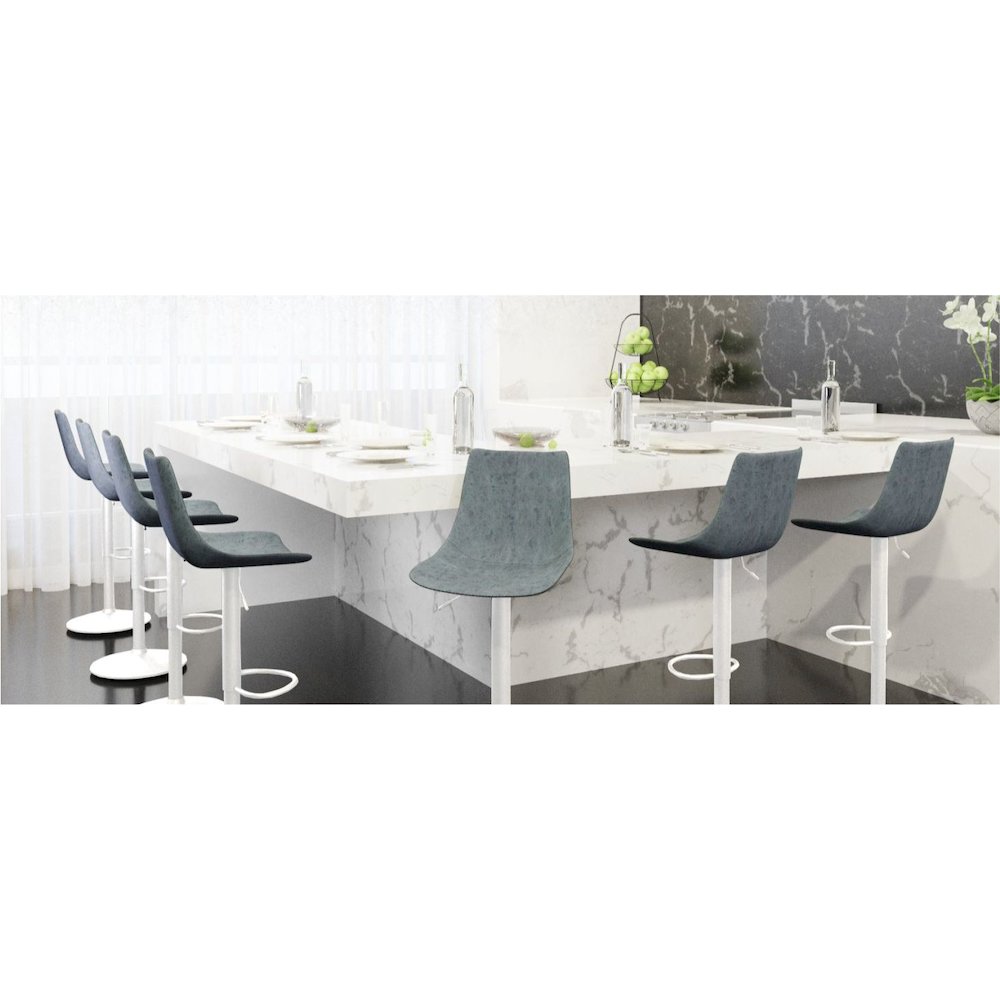 Tilbury - Bar stool -White Base- Peacock Blue