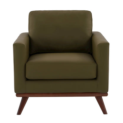 Chester Modern Faux Leather Accent Arm Chair in Green Leather