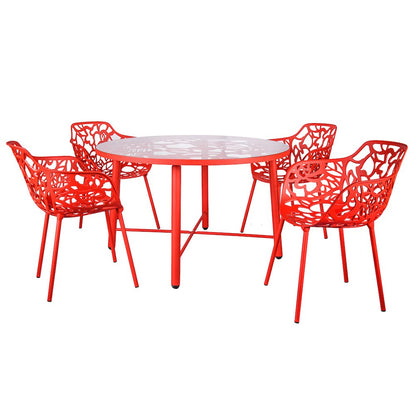 Devon Tree Design Glass Top Aluminum Base Indoor Outdoor Dining Table
