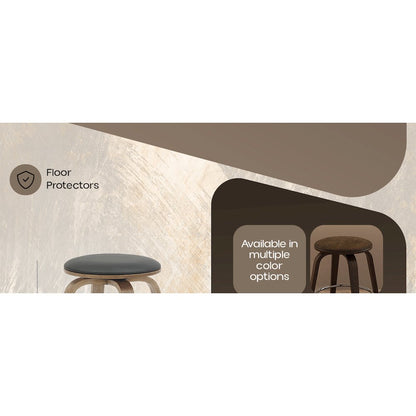 Wooden Counter Stool Pelya Collection Modern Style Washed Walnut color in Black