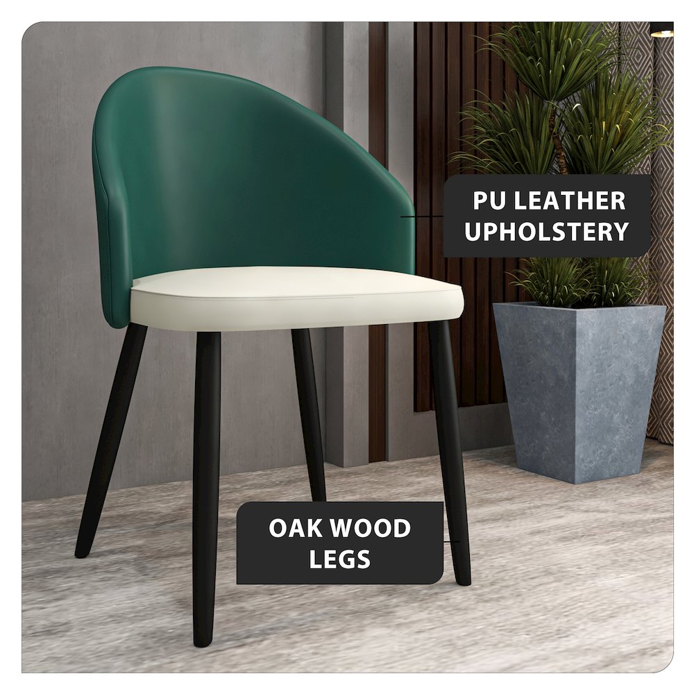 Paradiso Collection Modern Dining Seat in Green, with Light Grey Fabric Seat