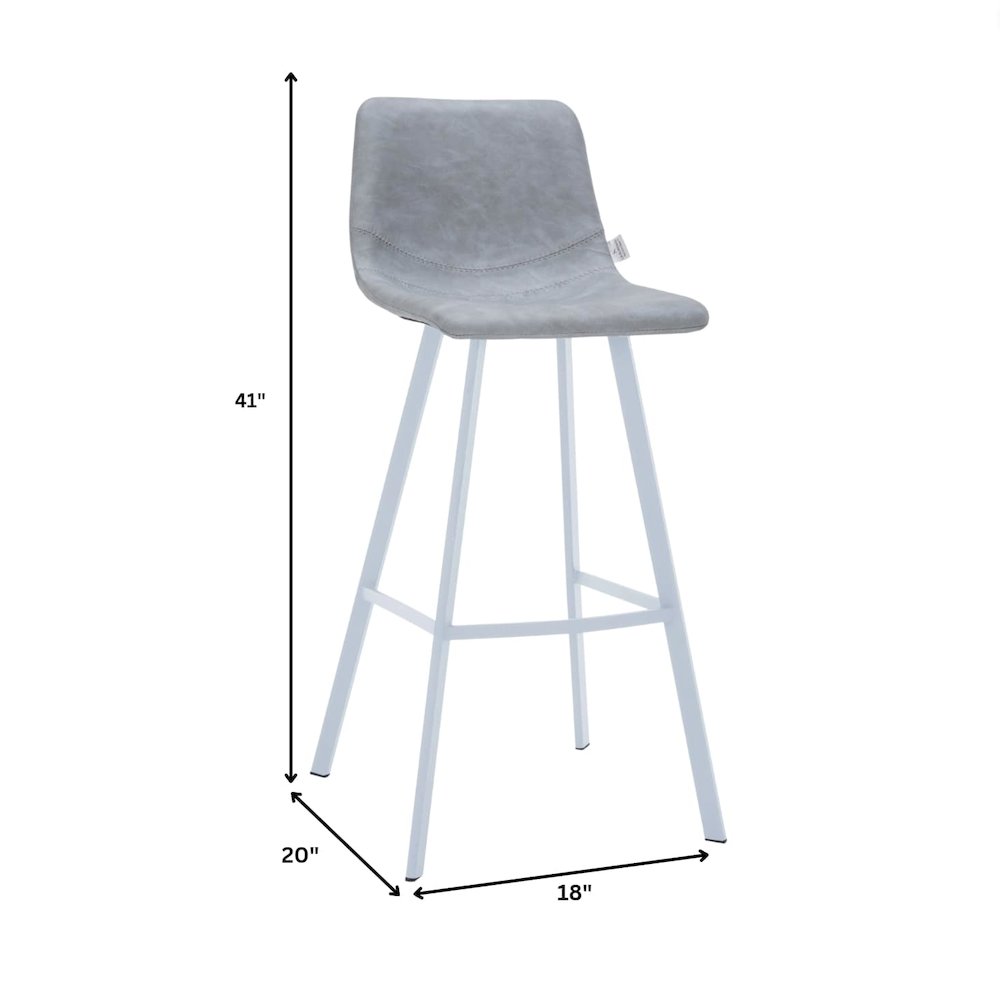 Elland - Bar stool -Light Grey- White Base Set of 2