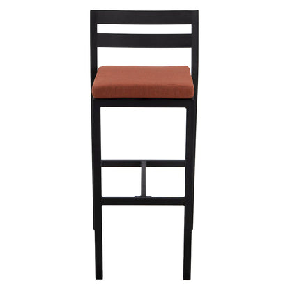 Chelsea Collection Modern Aluminum Outdoor Chair in black with Orange Cushions
