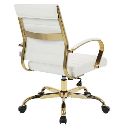 Benmar Home Leather Office Chair With Gold Frame