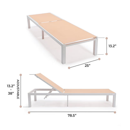 Marlin Patio Chaise Lounge Chair With White Aluminum Frame