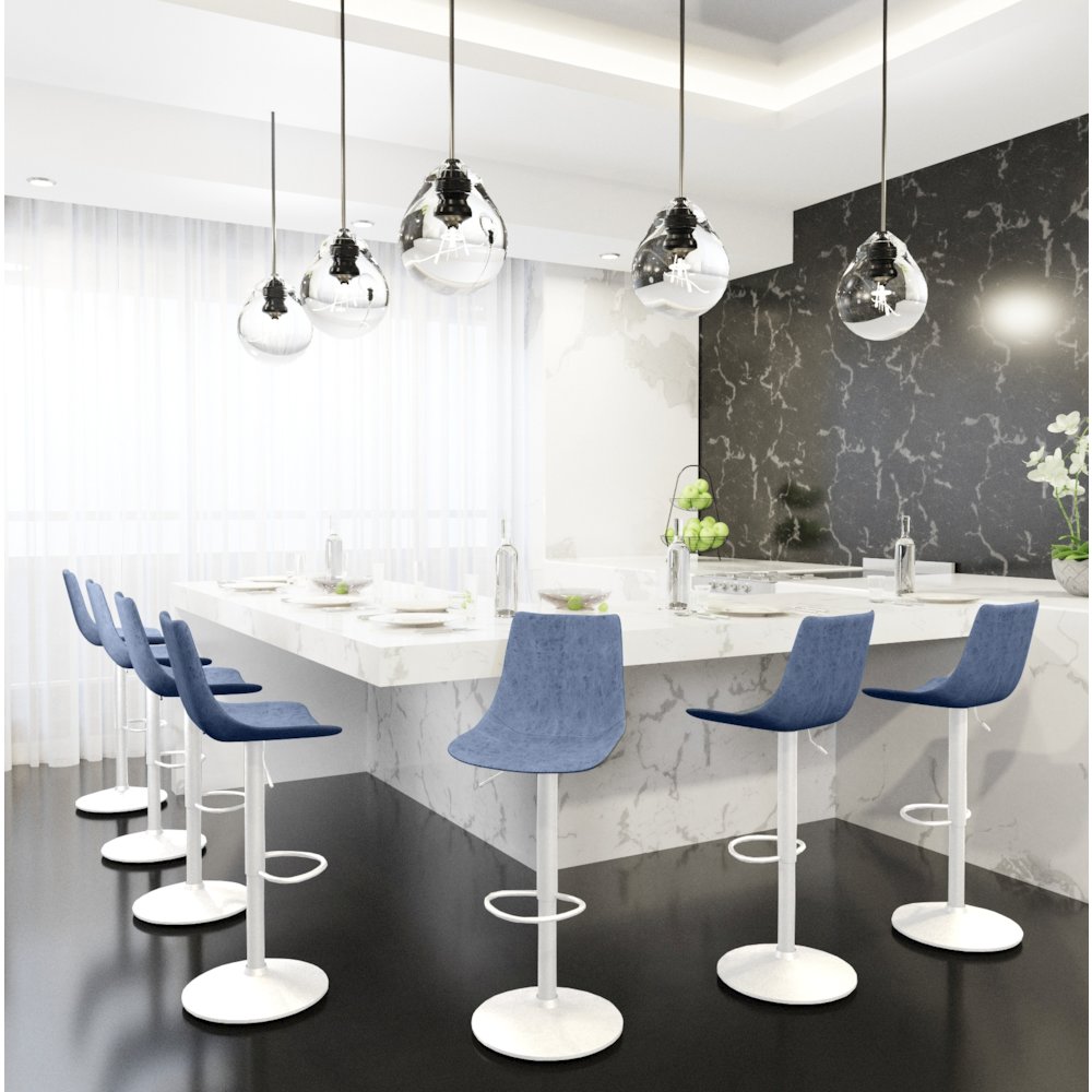 Tilbury - Bar stool -White Base- Peacock Blue