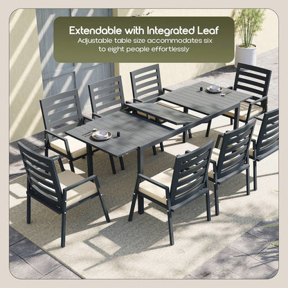 Marlin Extenable outdoor Dining Table 78-118 in Black
