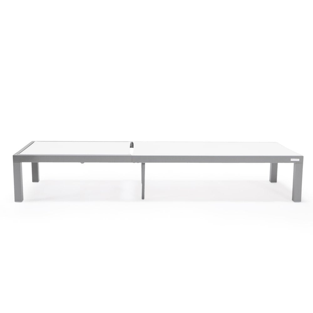 Marlin Patio Chaise Lounge Chair With Grey Aluminum Frame, Set of 2 in White