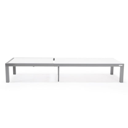 Marlin Patio Chaise Lounge Chair With Grey Aluminum Frame, Set of 2 in White