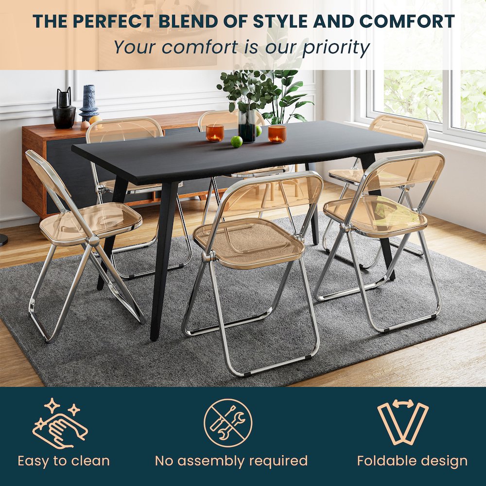 Lawrence Acrylic Folding Chair With Metal Frame, Set of 4