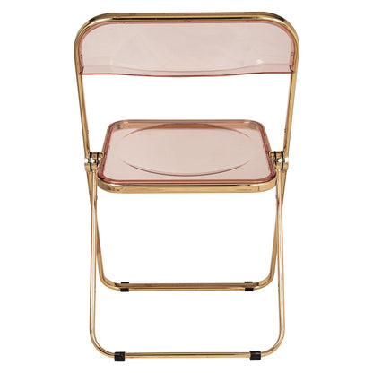 Lawrence Acrylic Folding Chair With Gold Metal Frame