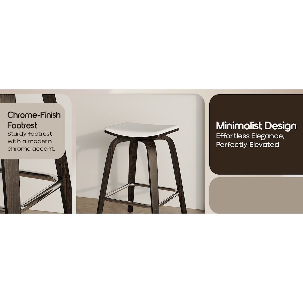 Wooden Counter Stool in White