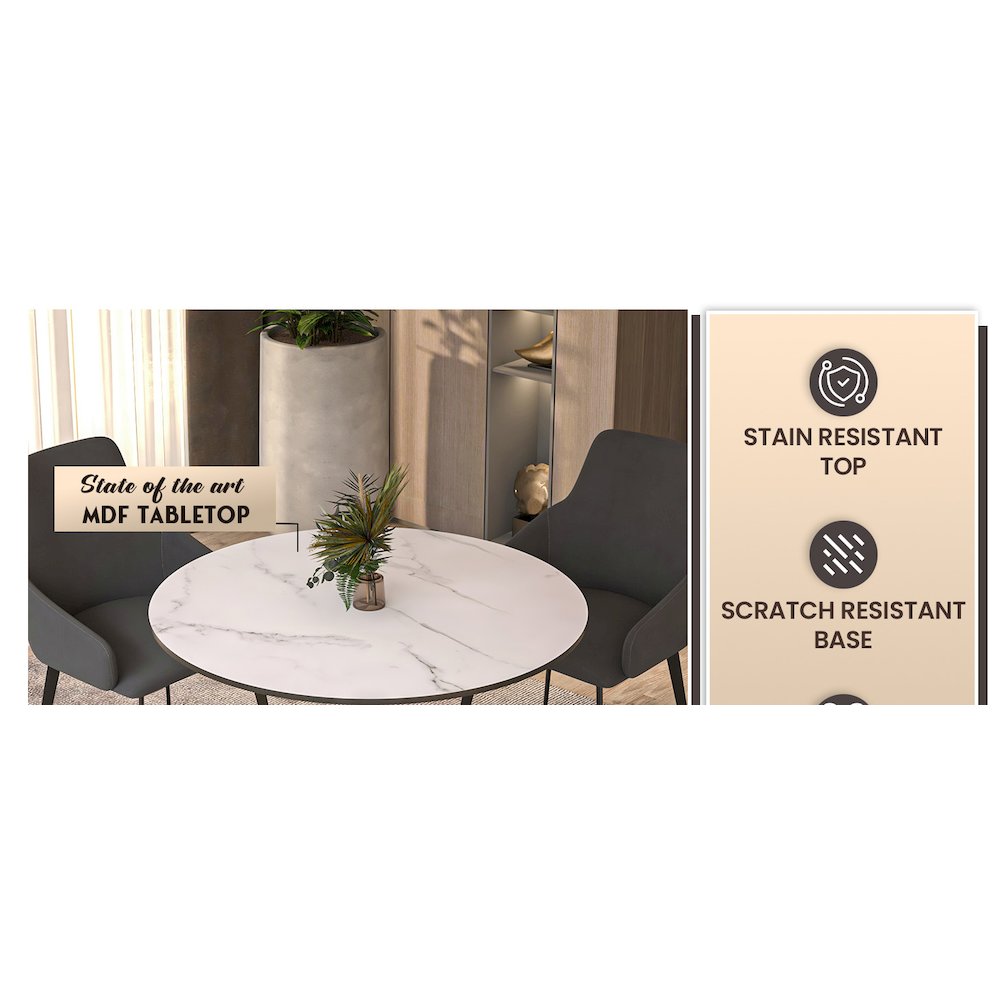 Bristol 31" round dining table Gold Base With White Top