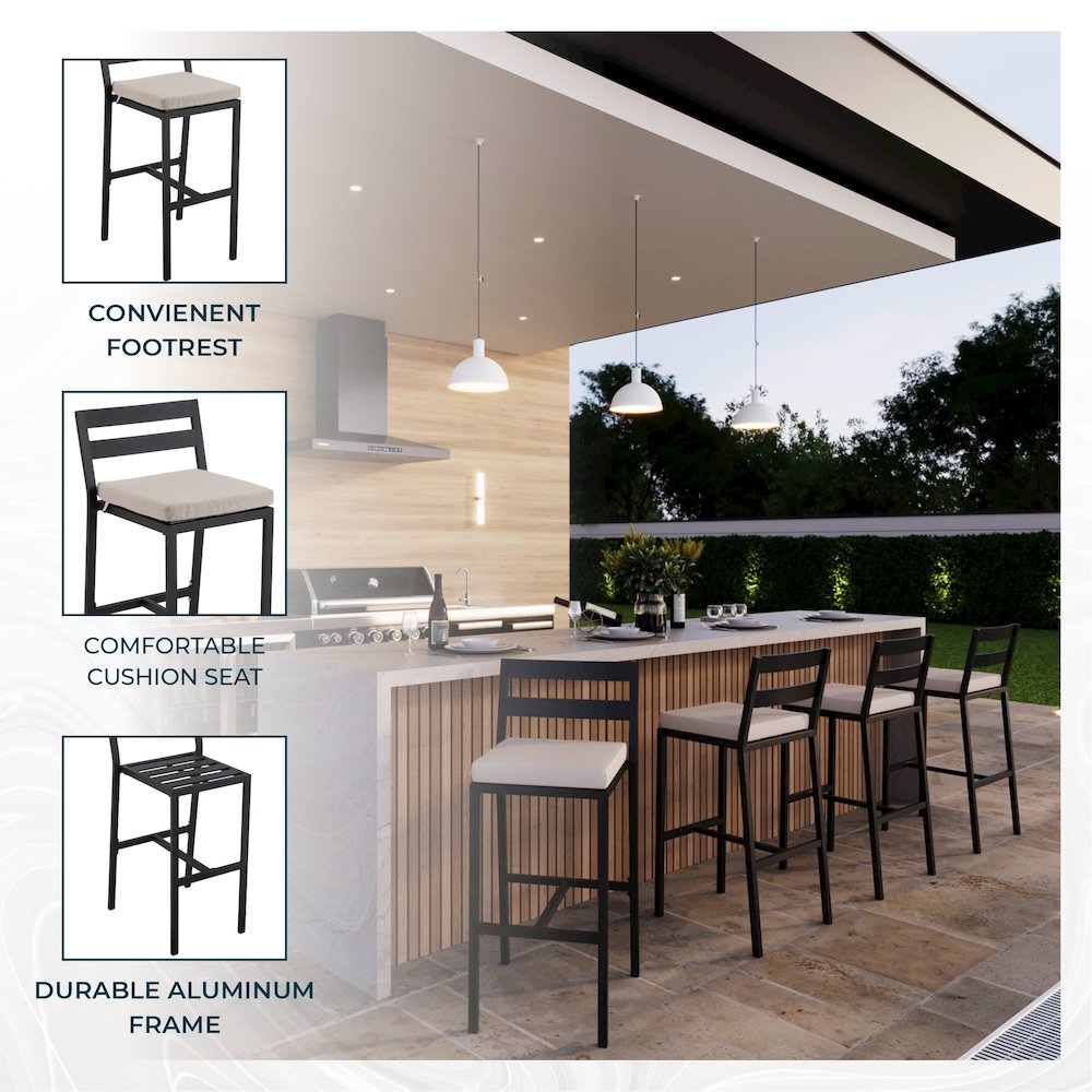 Chelsea Collection Modern Aluminum Outdoor Bar Chair Set of 4