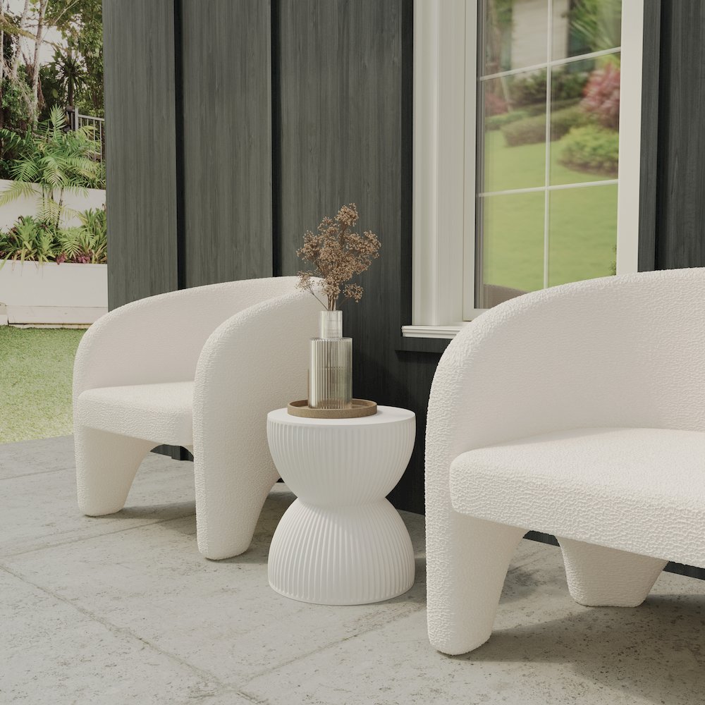Modern Side End Table Spire Series In White