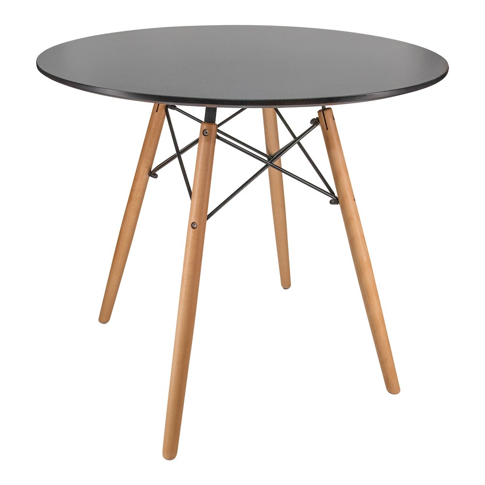 Dover 3-Piece Dining Set with Round Black MDF Top Bistro Table in Clear