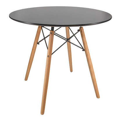 Dover 3-Piece Dining Set with Round Black MDF Top Bistro Table in Clear