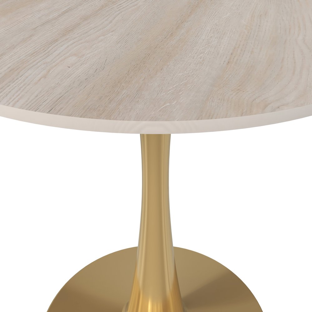 Bristol 27" round dining table Gold base with marbled MDF top