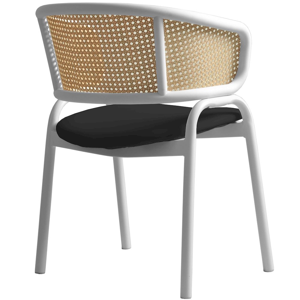 Ervilla - Dining Chair - White frame in Black Leather Set of 4
